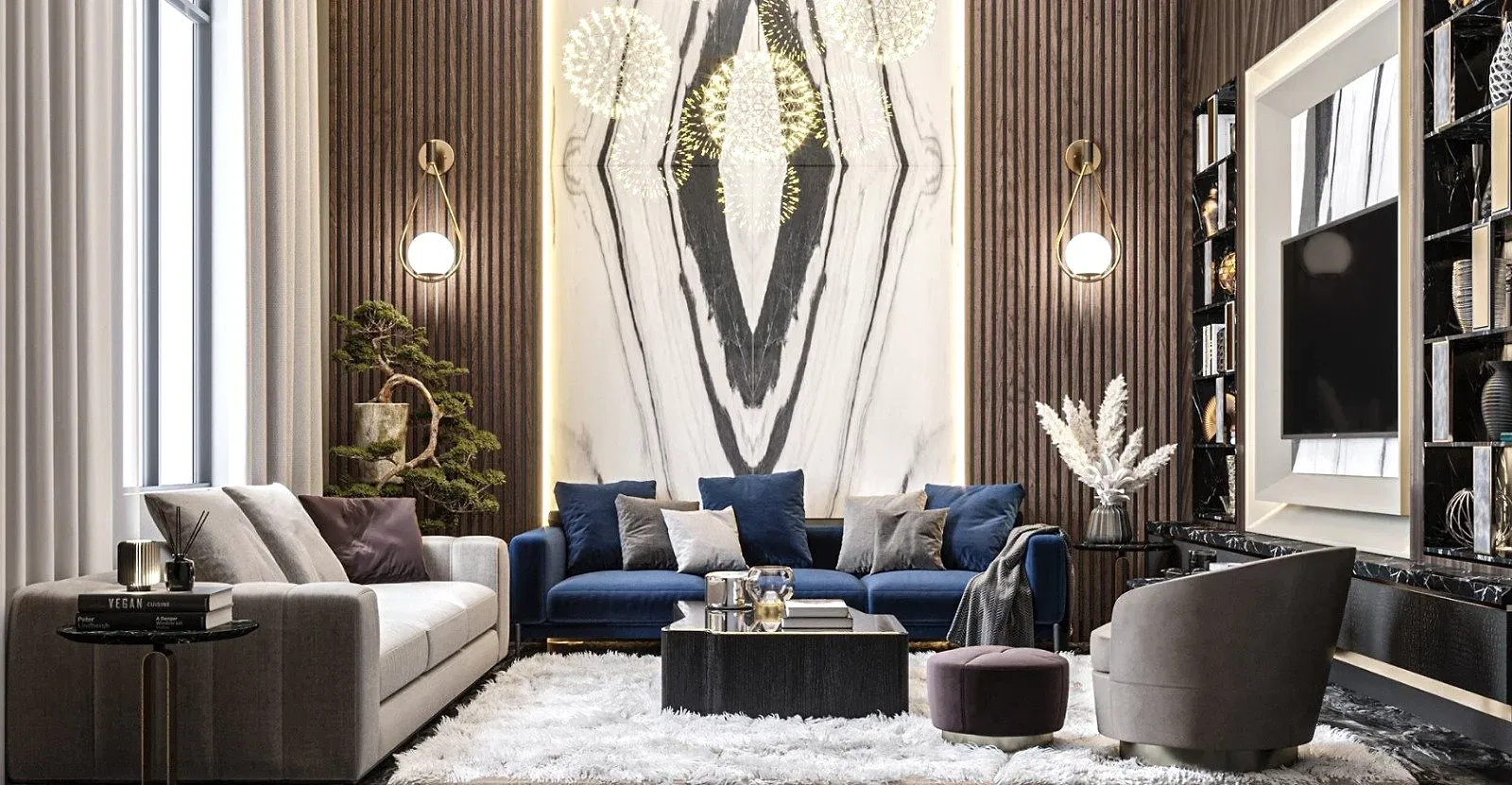 lüks salon duvar dekorasyonu 2025 iç mimar projesi