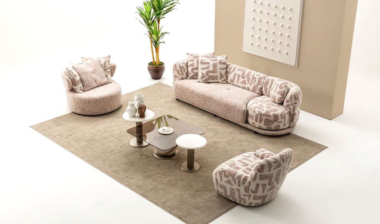 Bukle kumaş koltuk takımı – Vento | RMM Home bukle kumaş koltuk takımı, Vento koltuk takımı, modern bouclé koltuk, RMM Home