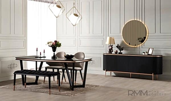 Tesla Siyah Yemek Odası Takımı