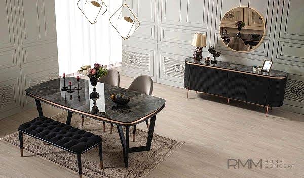 Tesla Siyah Yemek Odası Takımı