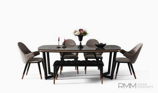 Tesla Siyah Yemek Odası Takımı