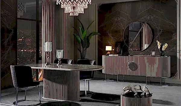 Gucci Luxury Yemek Odası Takımı - Gri