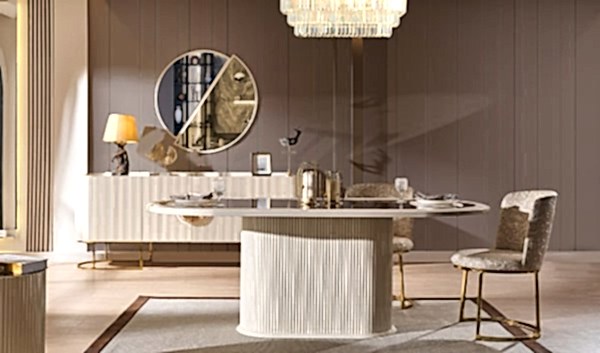 Gucci Luxury Yemek Odası Takımı - Ekru & Gold