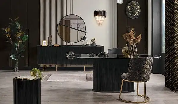 Gucci Luxury Yemek Odası Takımı - Gold & Siyah