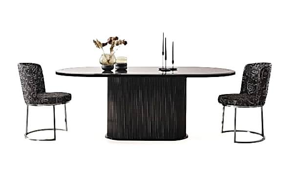 Gucci Luxury Yemek Odası Takımı - Krom & Siyah